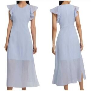🆕 Theory Organic cotton baby blue midi dress NWT size 2 flowy short sleeves